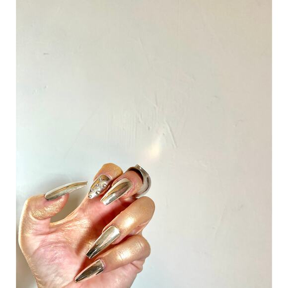 Sterling Silver Nails, Nail Art, Press-On Nails, Jewelry Accessories, Custom - Picture 4 of 9